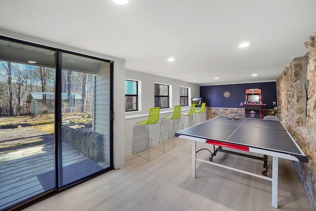 playroom with hardwood / wood-style flooring