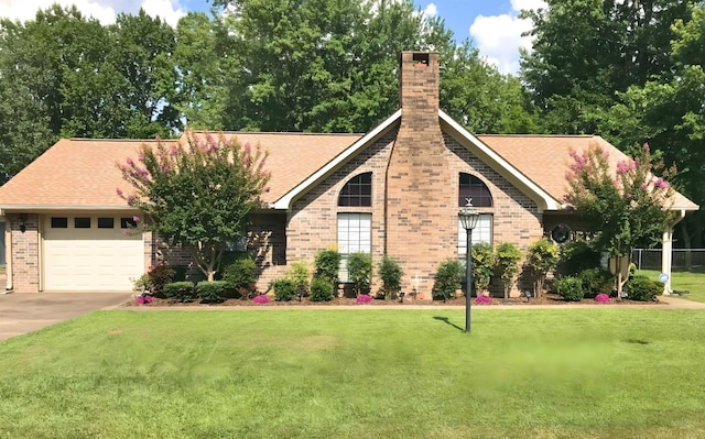 view of front of home featuring a garage and a front yard