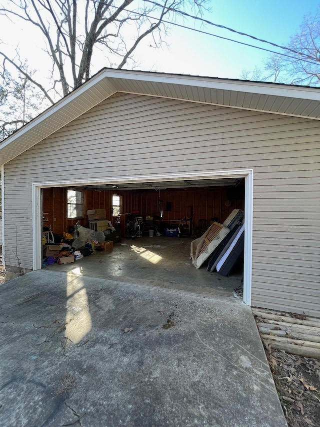 view of garage