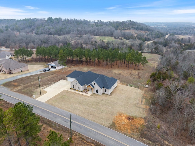 birds eye view of property featuring a rural view