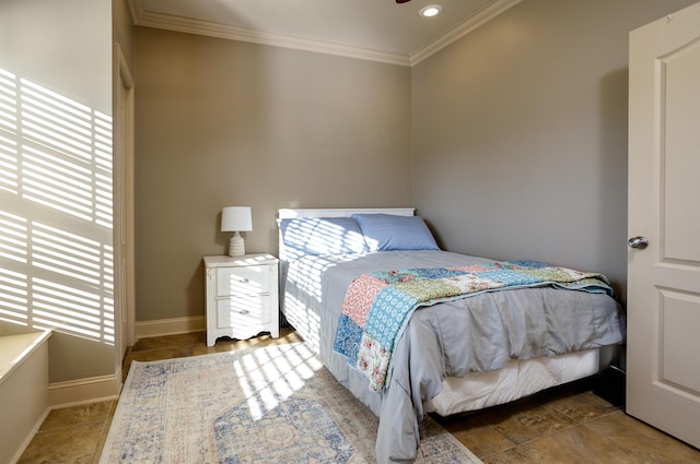 bedroom featuring ornamental molding