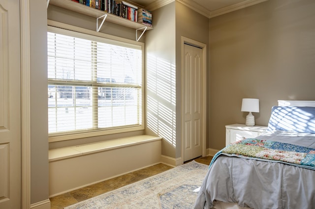 bedroom featuring ornamental molding