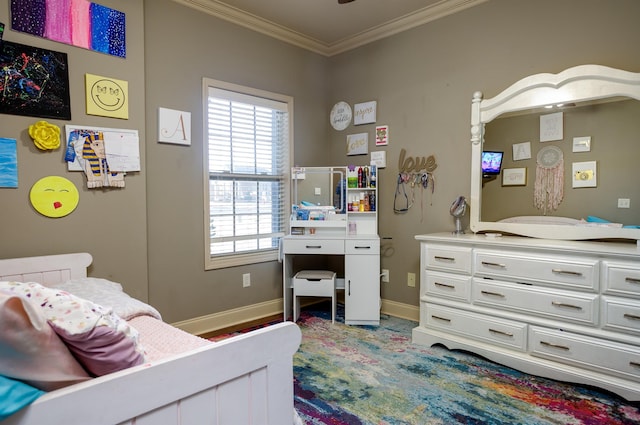 bedroom featuring crown molding