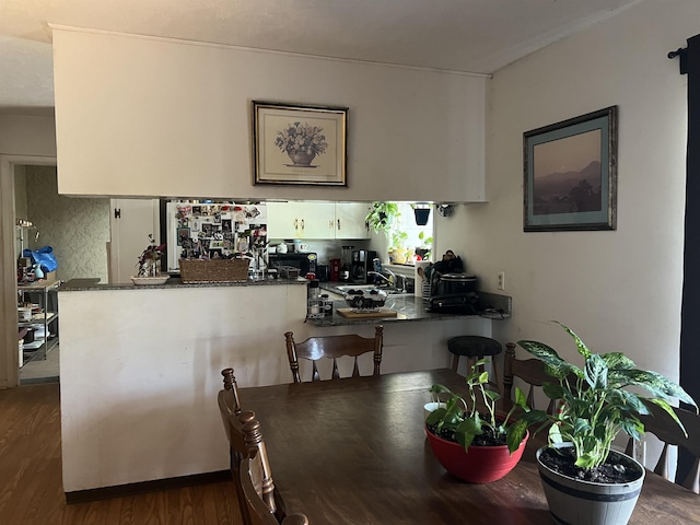 interior space featuring dark wood-type flooring and sink