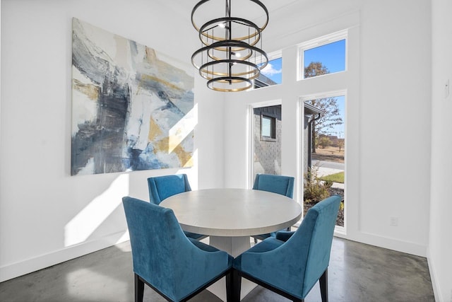 dining area with a chandelier