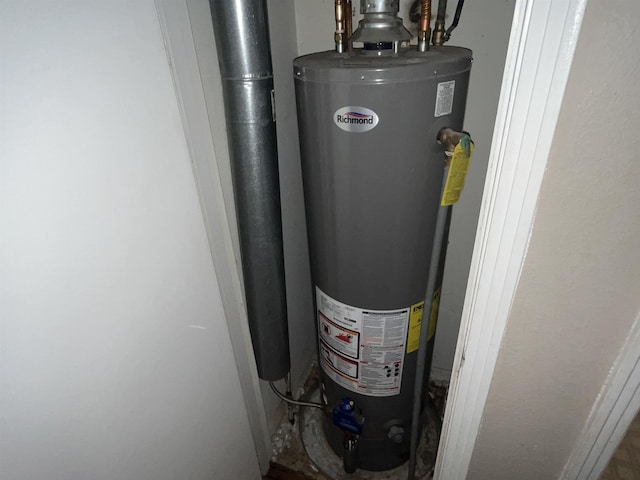 utility room featuring gas water heater