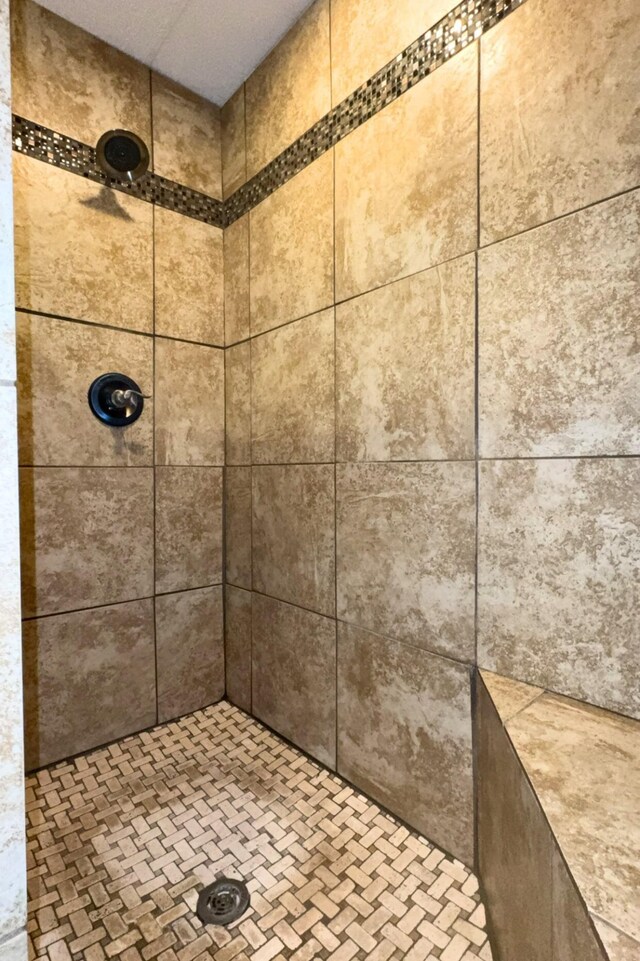 interior details featuring tiled shower