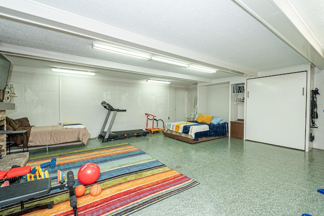 interior space with a textured ceiling