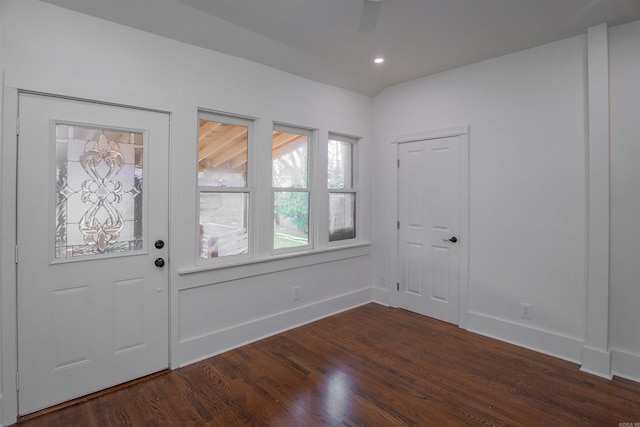 entryway with dark hardwood / wood-style floors