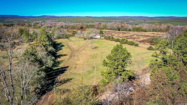 birds eye view of property featuring a mountain view