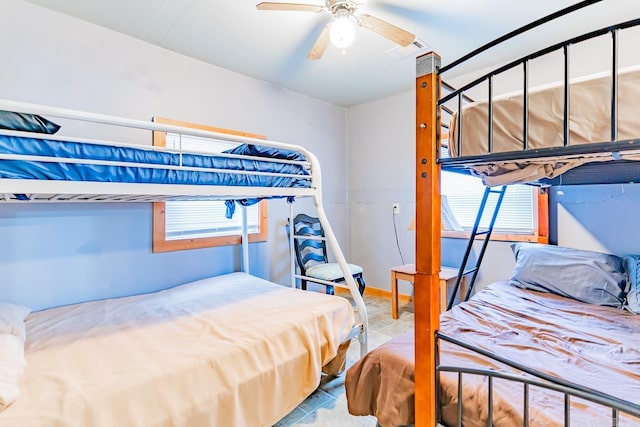 bedroom featuring ceiling fan