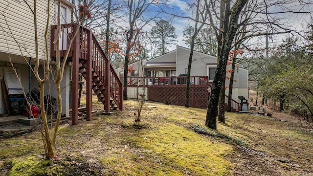 view of yard featuring a deck