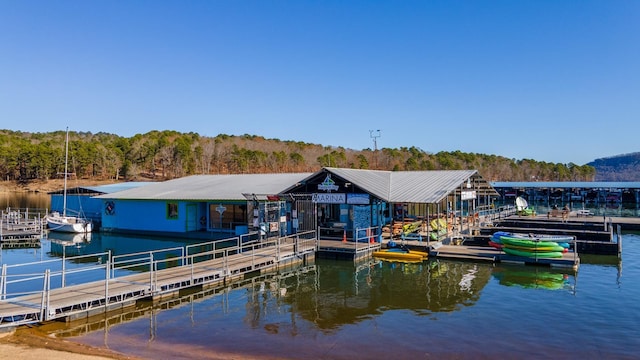 dock area featuring a water view