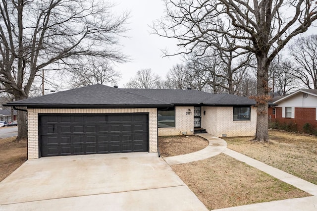 single story home with a garage