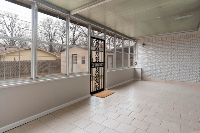 view of unfurnished sunroom