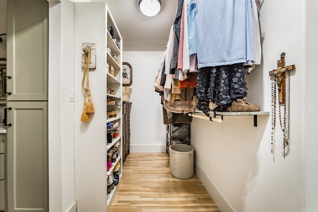 spacious closet featuring light hardwood / wood-style flooring