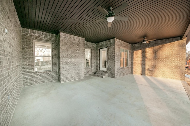 view of patio with ceiling fan