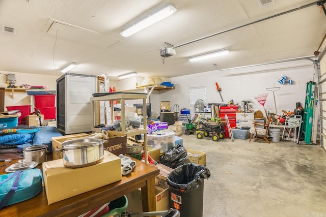 garage with a garage door opener