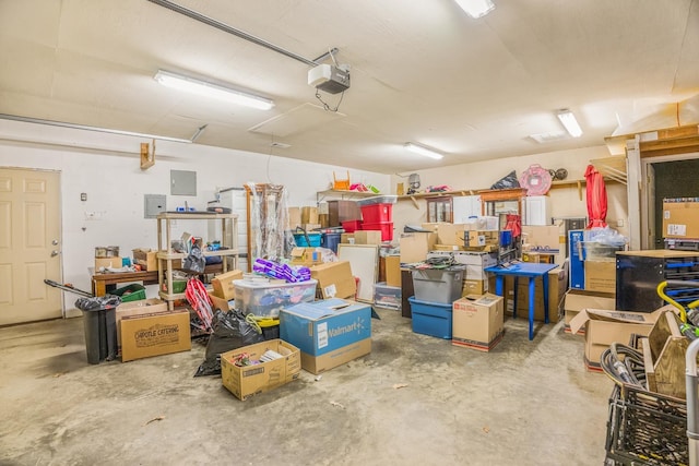 garage with a garage door opener