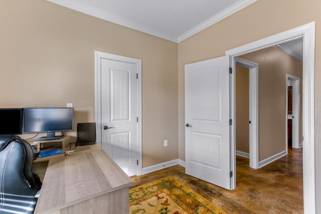 office featuring ornamental molding