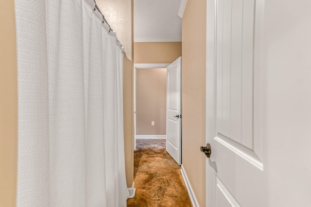 bathroom with crown molding