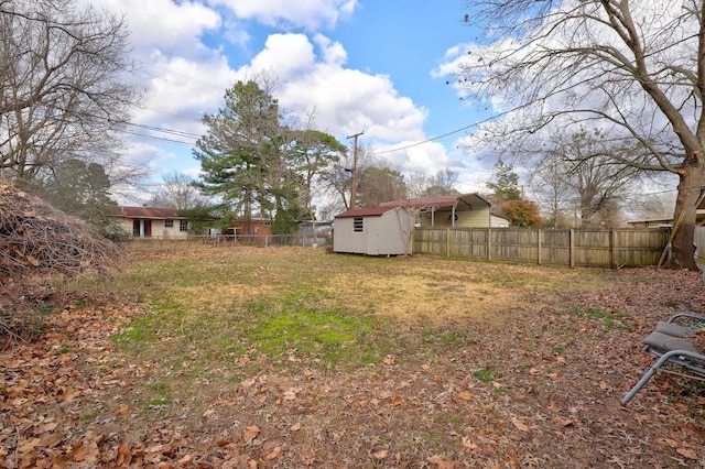 view of yard with a shed