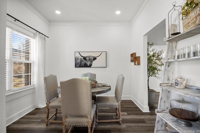 dining area featuring dark hardwood / wood-style flooring