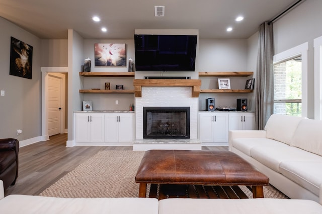 living room with hardwood / wood-style flooring