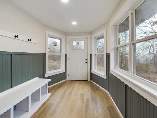 mudroom featuring light wood-type flooring