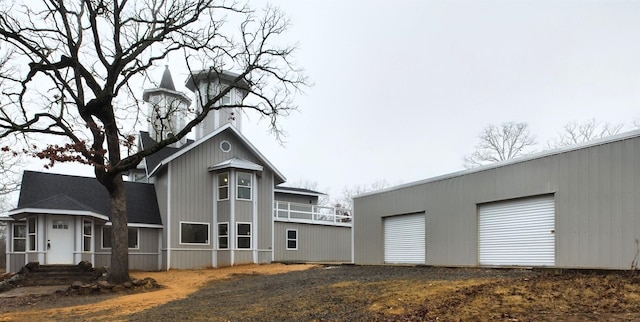 exterior space with a garage