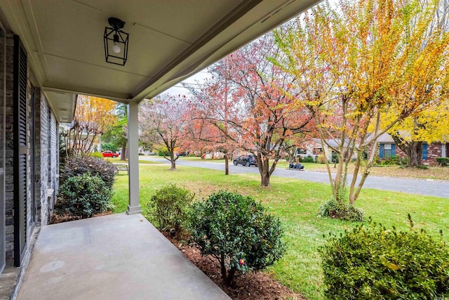 view of patio featuring a porch