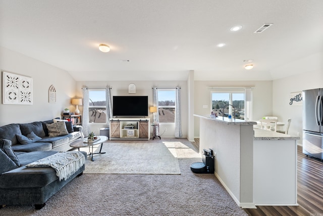 living room with wood-type flooring