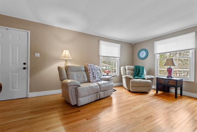 living room with light wood-type flooring