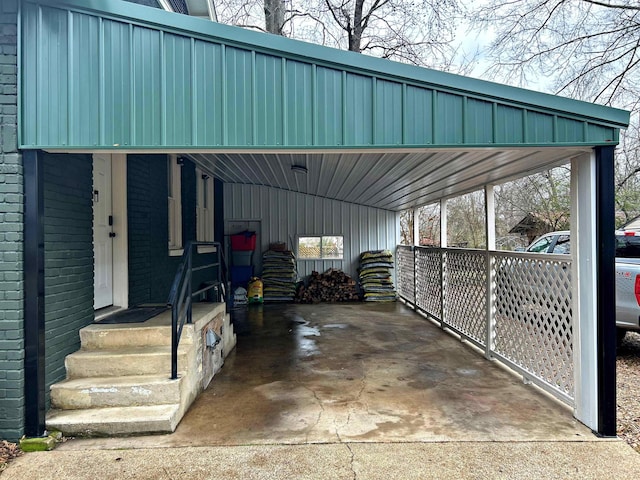 view of parking / parking lot featuring a carport