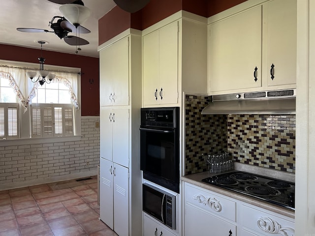 kitchen featuring black appliances and ceiling fan