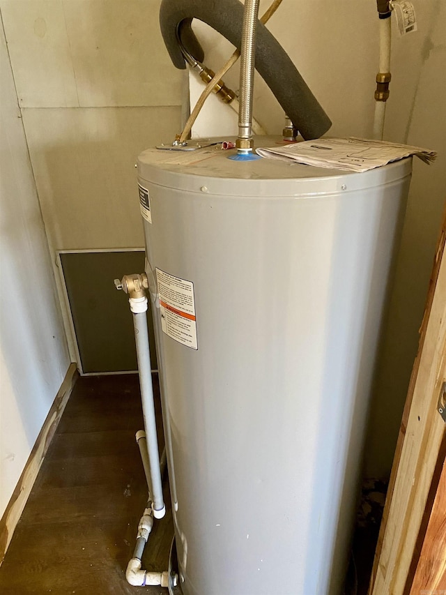 utility room with water heater