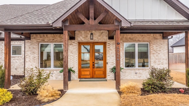 doorway to property with french doors