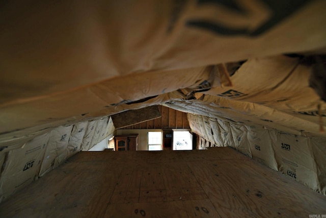 view of unfinished attic