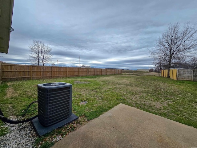 view of yard featuring a patio and cooling unit