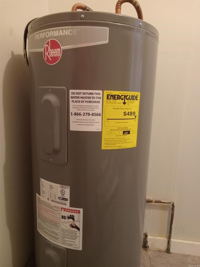 utility room with water heater