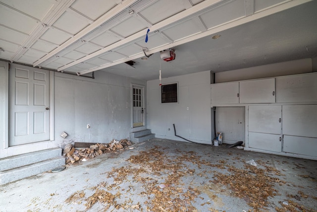 garage with a garage door opener