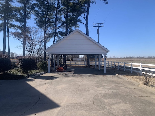 exterior space with a rural view