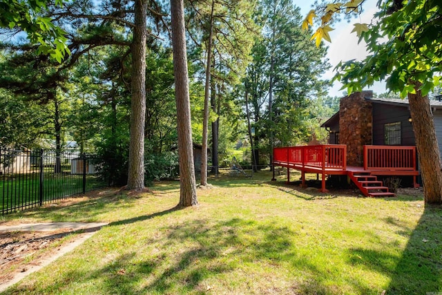 view of yard featuring a deck