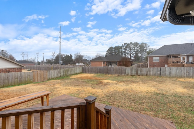 view of yard featuring a wooden deck