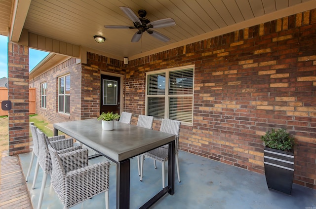 view of patio with ceiling fan