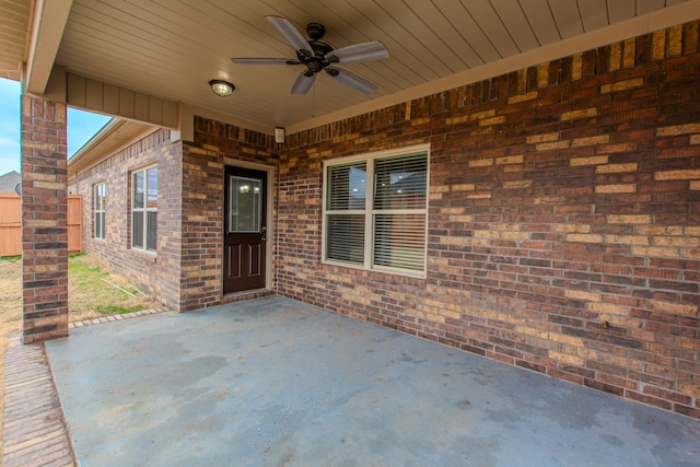 view of patio / terrace featuring ceiling fan