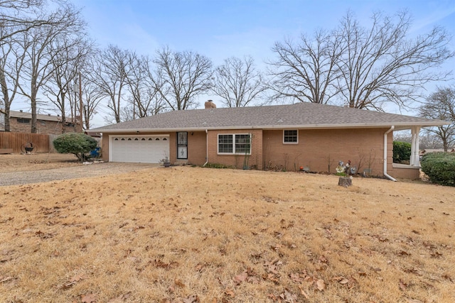 single story home with a garage