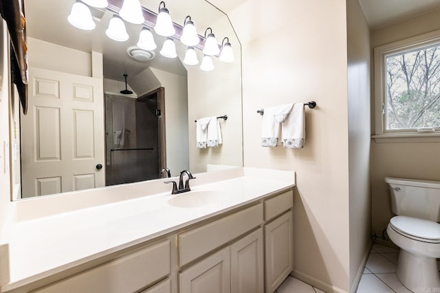 bathroom featuring tile patterned flooring, vanity, and toilet