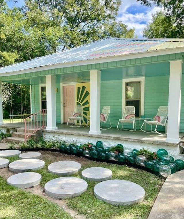 view of yard with a porch