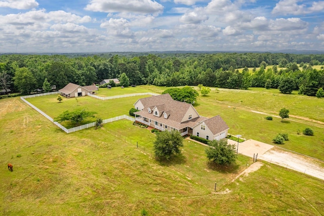 drone / aerial view with a rural view